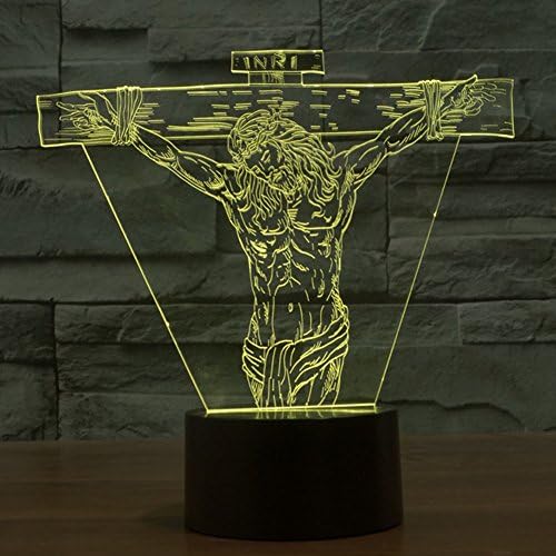 NIEBC RGB 3D 7-Color Gradual Changing LED Touch Switch Visualization Illusion Atmosphere Light Desklamp Nightlight (Jesus)