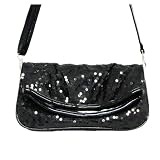 Fold Over Sequin Evening Clutch Bag Blackby Minerva Collection
