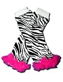 ZEBRA with HOT PINK RUFFLES Baby Leggings/Leggies/Leg Warmers for Cloth Diapers - ONE SIZE