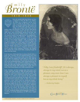 Great British Writers - Emily Bronte Subject Art Poster Print, 17x22