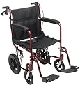 Medline Transport Wheelchair with Brakes, Red
