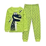 （マソンナーニ）Masonanic 綿100％　キッズパジャマ　ルームウェア　子供服　男の子　上下セット　長袖　 春 夏　秋　 恐竜柄　寝巻き ボーイズ 2-7歳 (130cm, ライトグリーン)