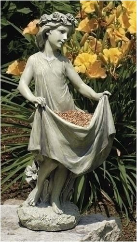 Joseph's Studio Young Girl Holding Skirt Bird Feeder/Bath Garden Statue 20