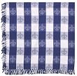 Durable Hand Woven 100% Cotton Fleur-de-Lis Jacquard Check Tablecloth, Blue 60" X 60"