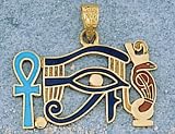 18k Gold Udjat Eye Pendant with enamel