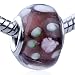 Pandora Bead & Bracelet Fit - Pink Flower Green And White Dots Translucent Murano Glass Beads
