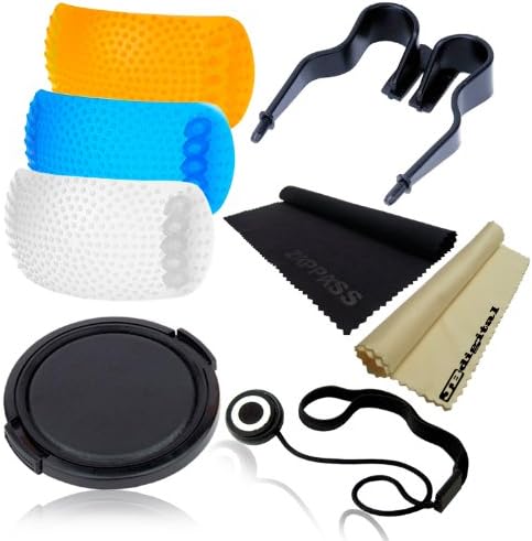 Pop-Up Flash Diffuser (Set of 3) + 58mm Lens Cap + Lens Cap Keeper + 2 JB Digital Microfiber Cleaning Cloths for CANON T5i T4i T3i T3 T2i T1i XT XTi XSi SL1 700D 650D 600D 550D 500D 450D 400D 350D 300D 1100D 100D 60D 7D