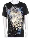 "JiPPiJ" Golden Dragon with Wing Screen Printed Cotton Adult Mens Fashion T-Shirt - New !