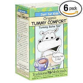 Traditional Medicinals Just for Kids Organic Tummy Comfort, 18-Count Boxes (Pack of 6)