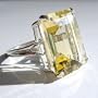 Stunning, Large Genuine Citrine Cocktail Ring Emerald Cut 16 Carats
