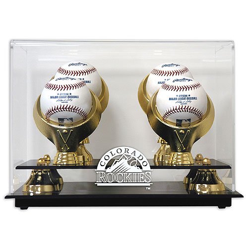 Buy Mounted Memories Colorado Rockies 4-Ball Golden Classic Logo Baseball Display Case by Mounted Memories