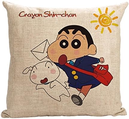 Ilucky Crayon Shin-chan Cushion Bolster Home Decor Sofa Cotton Throw Pillow Cover 18x18'' No.9 (Pillow, style 2)