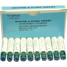 `Soothe-A-Sting Swabs Bx/10 Gives relief from insect stings and bites * Active ingredients: Benzoca