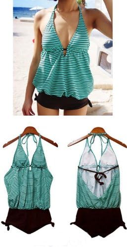 Sierra Lane Maternity : Backless Halter Swimsuit - Green (Small)