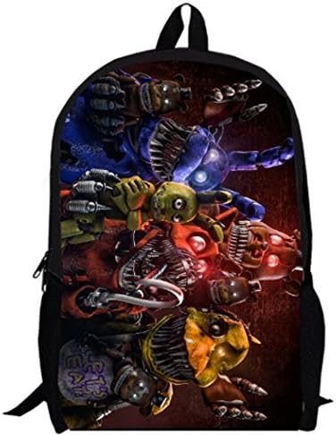 Zirun Freddy Backpack 16.5Inch And 13Inch Double Layer School Bag Five Nights At Chica Foxy Bonnie Freddy's Custom Made (16.5Inch 42*29*14cm, FNAF1)