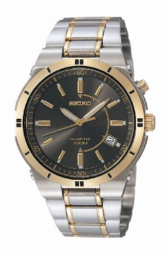 Seiko Gents Black Dial Two Tone Bracelet Watch - SEKSKA348P9