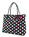 Large Quilted Polka Dots Print Tote Bag - Black/Multi (19x14x6.5)