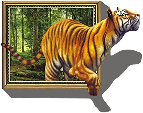 PEP 3D Tiger Photo Frame Wall Decals Removable Waterproof Eco-friendly Peel and Stick PVC Wall Stickers Decals - 27.5'' X 39.3''