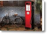 Bike - Two Bikes and a Gas Pump Canvas Print / Canvas Art - Artist Mike Savad