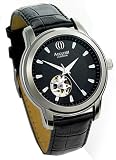 Image of Accurist GM303 Automatic Movement Stainless Steel Black Dial Leather Strap Watch
