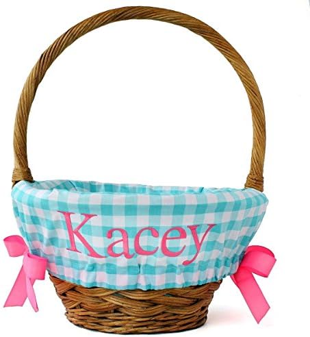 Personalized Easter Basket Liner by Our Little Messes, Aqua Gingham