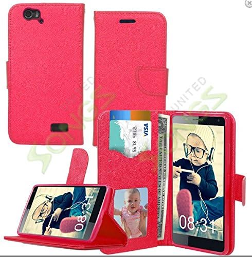 SKY 6.0Q Devices Platinum Series PU Leather Folio Flip Wallet Case With Stand, ID &amp; Credit Card Pockets (Red)