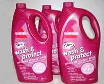 BISSELL WASH & PROTECT PET ODOUR & SOIL REMOVAL FORMULA CARPET SHAMPOO 3 X 1.42 LTR