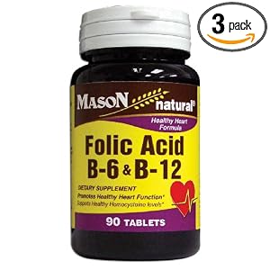 Mason Vitamins Heart Formula B6 B12 Folic Acid Tablets, 90-Count Bottles (Pack of 3) by Mason Vitamins