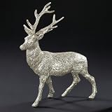 10" PLASTIC CHAMPAGNE GOLD DEER W/GLITTER TABLEPIECE. 10" PLASTIC CHAMPAGNE GOLD DEER W/GLITTER TABLEPIECE.
