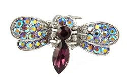 Hair Clip - H86 - Bumble Bee set with Swarovski (tm) Crystal Stones ~ Amethyst AB (Purple) (ap)