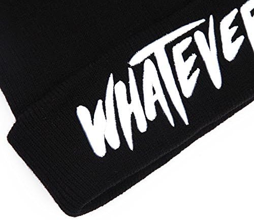 Sitn Embroidery Whatever Knitted Beanie Hat One Size Black