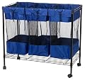 Whitney Design 7119 Metal-Frame Triple Sorter Bin with Wheels, Black Frame