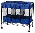 Whitney Design 7119 Metal-Frame Triple Sorter Bin with Wheels, Black Frame
