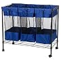 Whitney Design 7119 Metal-Frame Triple Sorter Bin with Wheels, Black Frame