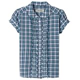 Girls' Cherokee  Plaid Ruffle-Front Blouse - Blue