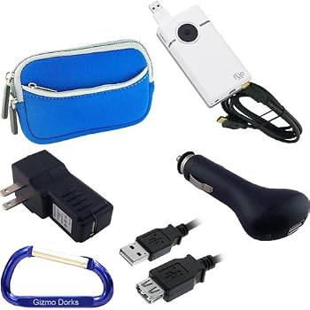 Set A Shopping Price Drop Alert For Ultimate Travel Kit: Neoprene Dual Pocket Zipper Case (Blue), Mini HDMI Type C to HDMI Type A Cable, USB Extension Cable (6 Feet), Car Charger, Wall Travel/Home Charger, and Free Carabiner Key Chain for the Cisco Flip Video SlideHD