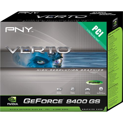 PNY Verto GeForce 8400GS - Graphics adapter - GF 8400 GS - PCI - 512 MB DDR2 - DVI  HDCP 