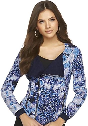 Kardashian Kollection Women's Zip Front Floral Animal Print Jacket (XS)