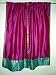 2 Fuschia with Turquoise Border Art Silk Sari Curtains Drape Panels Window Treatment 84"