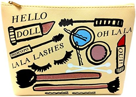 Cosmetic Bag Travel Toiletry Women Skincare Pouch Makeup Bag, Ivory Beige
