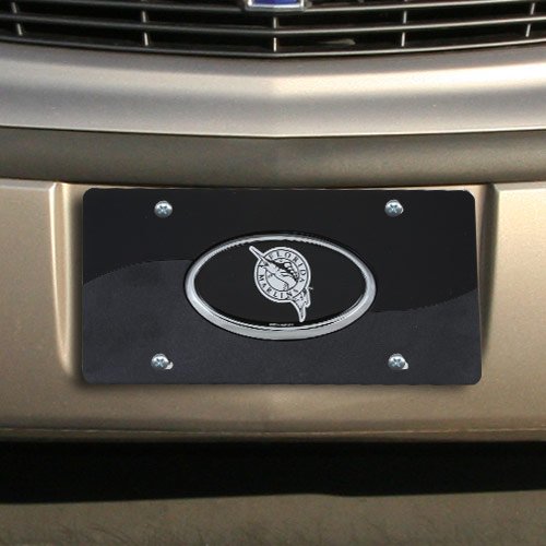 Florida Marlins Black Swirl Acrylic License Plate w/ Domed Emblem