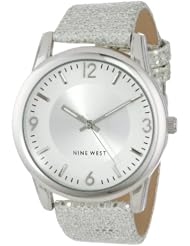 Nine West Womens NW/1425SVSV Silver-Tone Sparkle Strap Watch