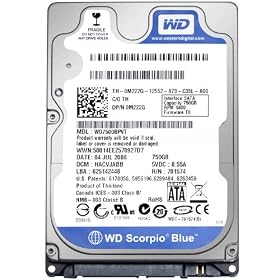 Western Digital 750 GB Scorpio Blue SATA 5400 RPM 8 MB Cache Bulk/OEM Notebook Hard Drive WD7500BPVT
