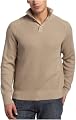 Alex Stevens Men's 100% Cotton Waffle Stitch Button Front Henley Mock Sweater, Light Taupe, Large