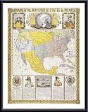 Ornamental Map of the United States and Mexico, Framed Art Print by Humphrey Phelps