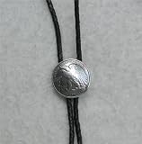 The American Eagle Half Dollar Braided Black Leather Bolo Tie