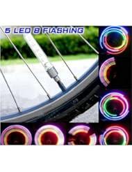Sports: Pellor Waterproof Shockproof 5 LED 7 Mode Cycling Bike Motor Car Tire Spoke Valve Wheel Cap Alarm LED Neon Light Lamp - Pellor