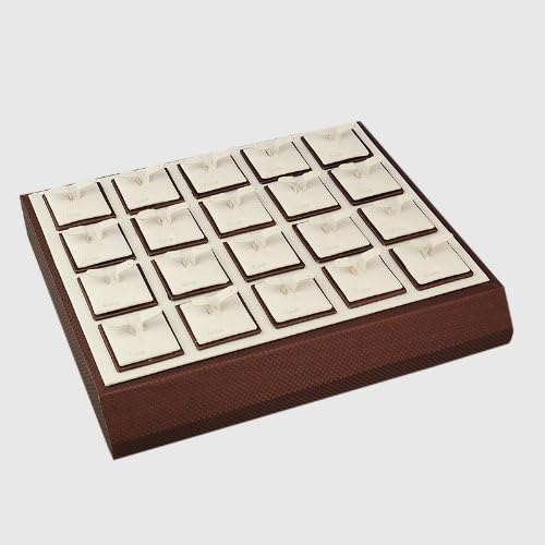 Jewelry Display, Wood Earring Display Trays, Imitation Leather with Charpie Inside, Rectangle, White, 300x250x40mm