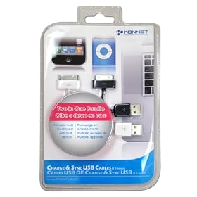 Konnet Charge and Sync Cable for Charging and syncing iPhone, iPhone 3G/S and iPod (Two-in-One Pack)