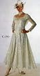 Sheer Yoke Hanky Hem Gown, Ivory/Ivory, Size 14